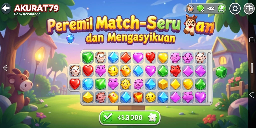 Tampilan gameplay seru di AKURAT79 dengan elemen Match-3.