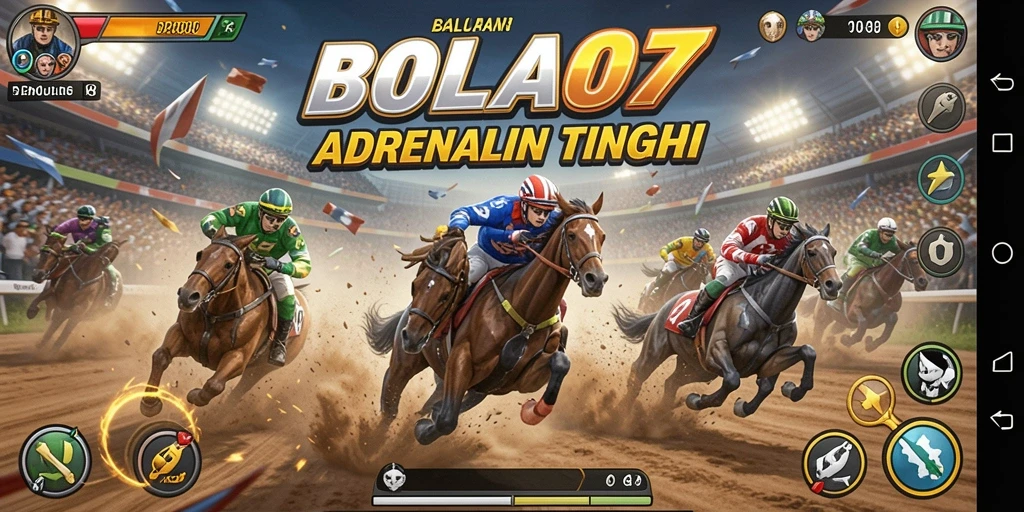 Tampilan seru dari gameplay BOLA07 yang menampilkan balapan adrenalin tinggi.