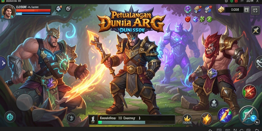 Tampilan penuh aksi dalam game ARPG D200M dengan pertarungan intens.