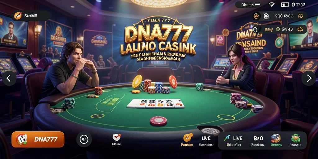 Screenshot gameplay DNA777 menampilkan dealer langsung dalam aksi.