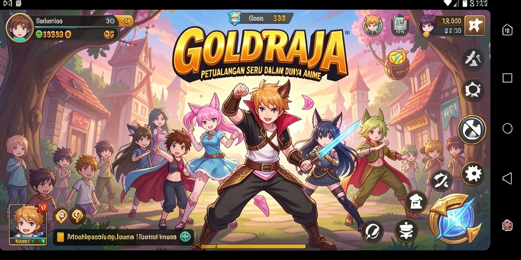 Screenshot dari gameplay GOLDRAJA yang menampilkan pertarungan seru dalam gaya Anime.