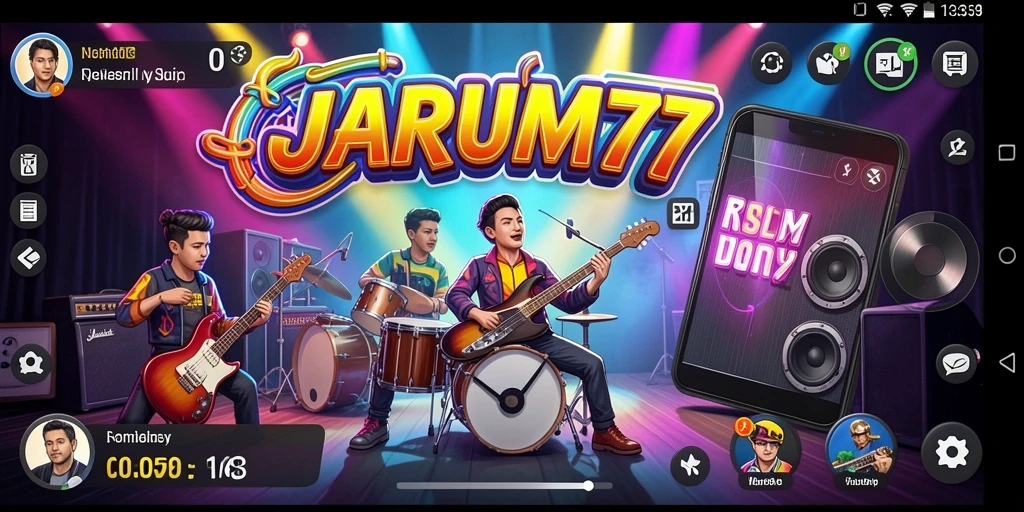 Screenshot gameplay JARUM77 menampilkan momen seru saat bermain musik.