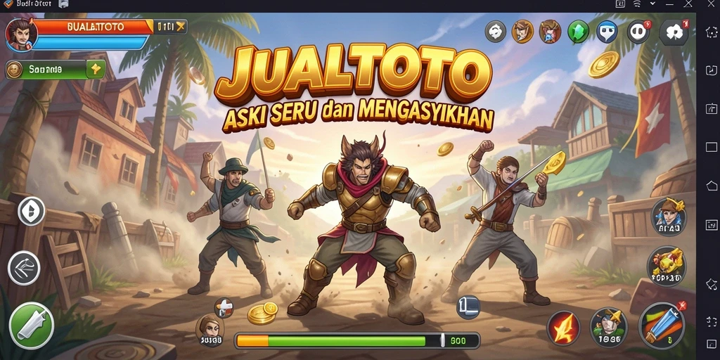 Screenshot gameplay JUALTOTO menampilkan aksi mendebarkan di medan perang.