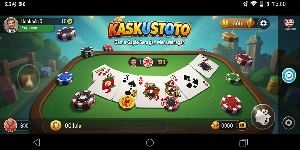Tampilan gameplay KASKUSTOTO dengan suasana bermain gaple yang seru.