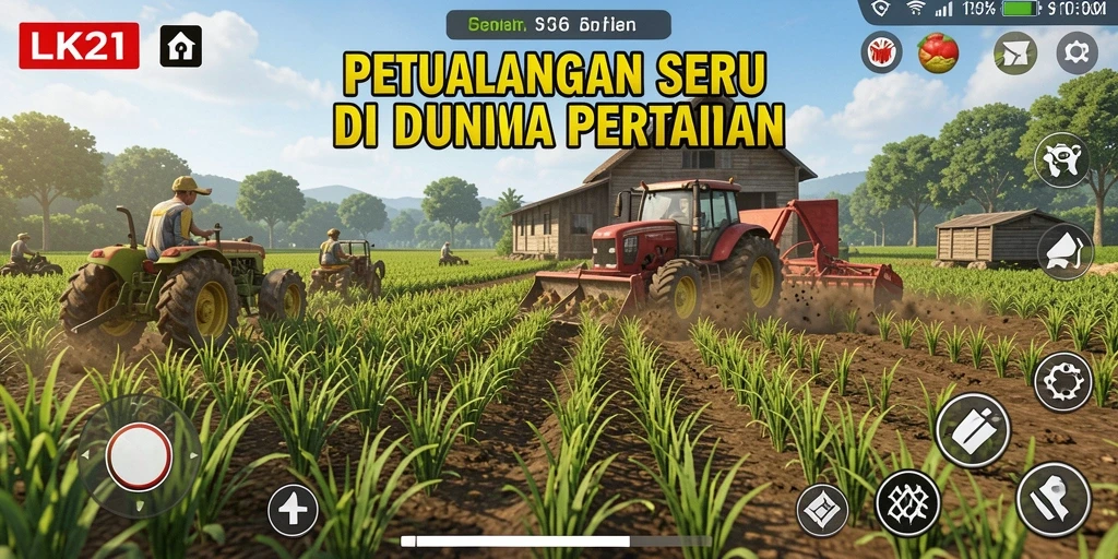 Tampilan gameplay LK21 dengan berbagai kegiatan bertani yang seru.