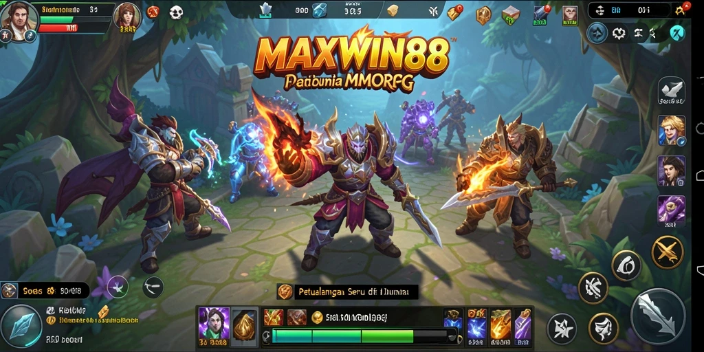 Tampilan gameplay menarik dalam game MMORPG MAXWIN88 dengan karakter dan dunia yang luas.