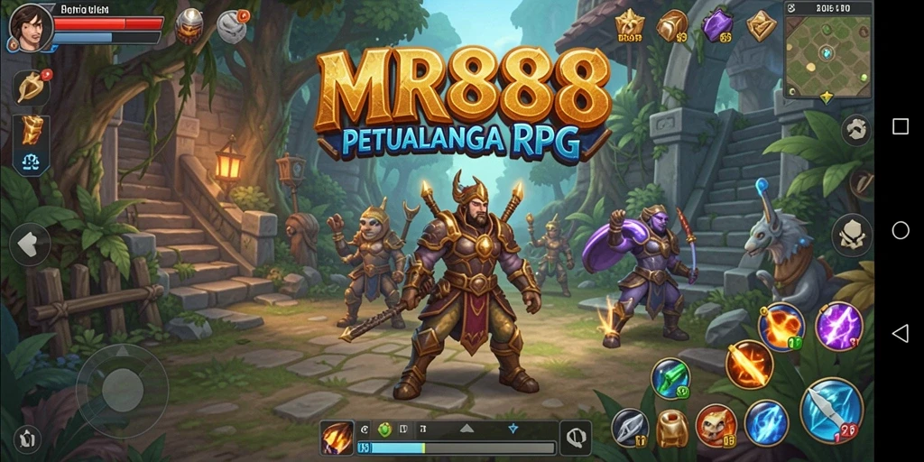 Tampilan gameplay seru di MR888 dengan karakter bertarung melawan monster.