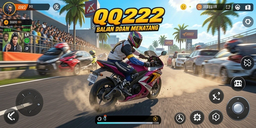 Gameplay balapan motor yang seru dan mendebarkan.