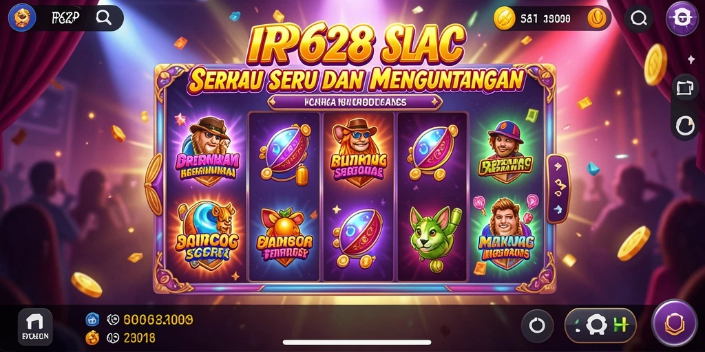 Tampilan gameplay menarik dari RP62RP dengan mesin slot yang berwarna-warni.